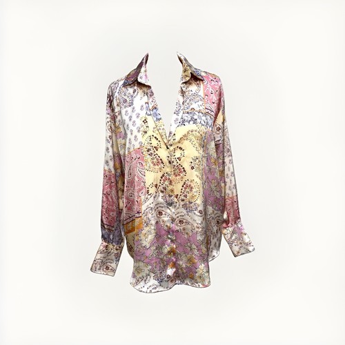Zara satin patchwork bluse - patchwork, gr