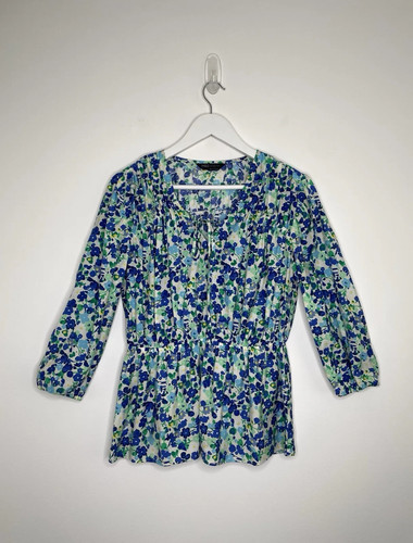 Blau blumen bluse - blumen, top