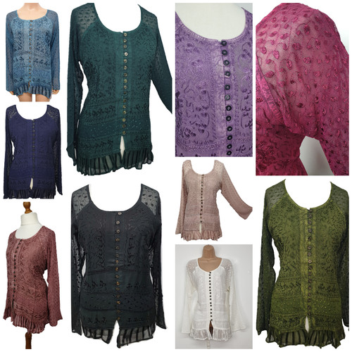Damen langarm bluse boho top - langarm,