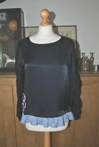 Upcycling navy boho - navy, rüschen